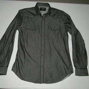Express Men's Dark Gray Snap Western Shirt M